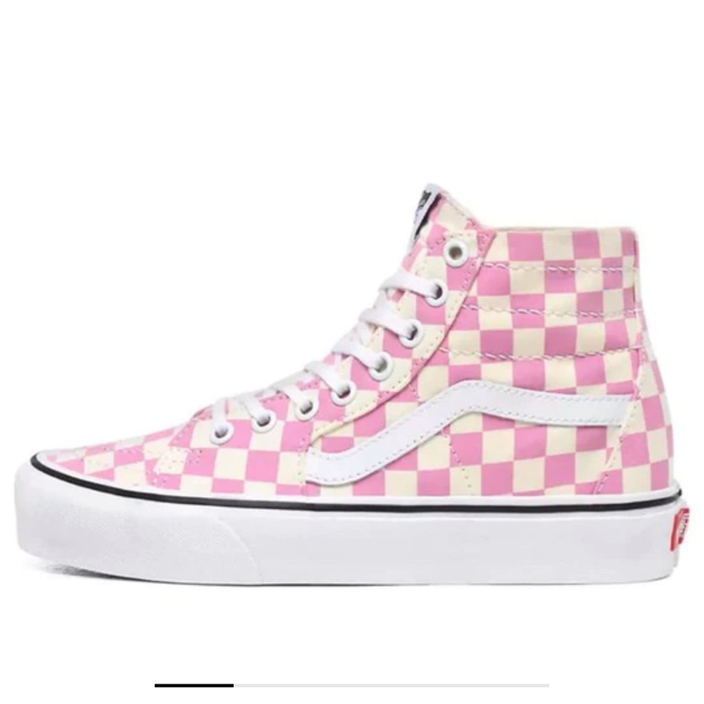 Pink Checkered High Top Vans